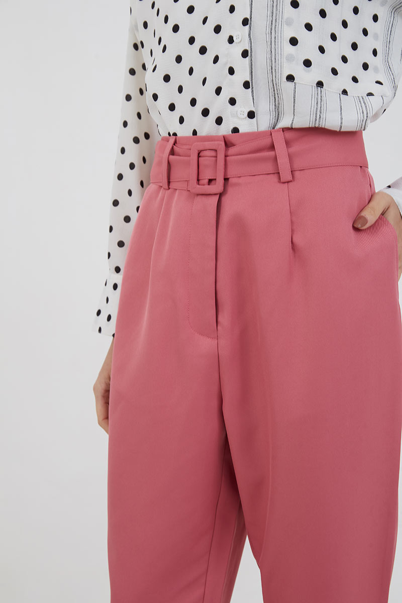 Buy Van Heusen Peach Mid Rise Trousers for Women Online @ Tata CLiQ