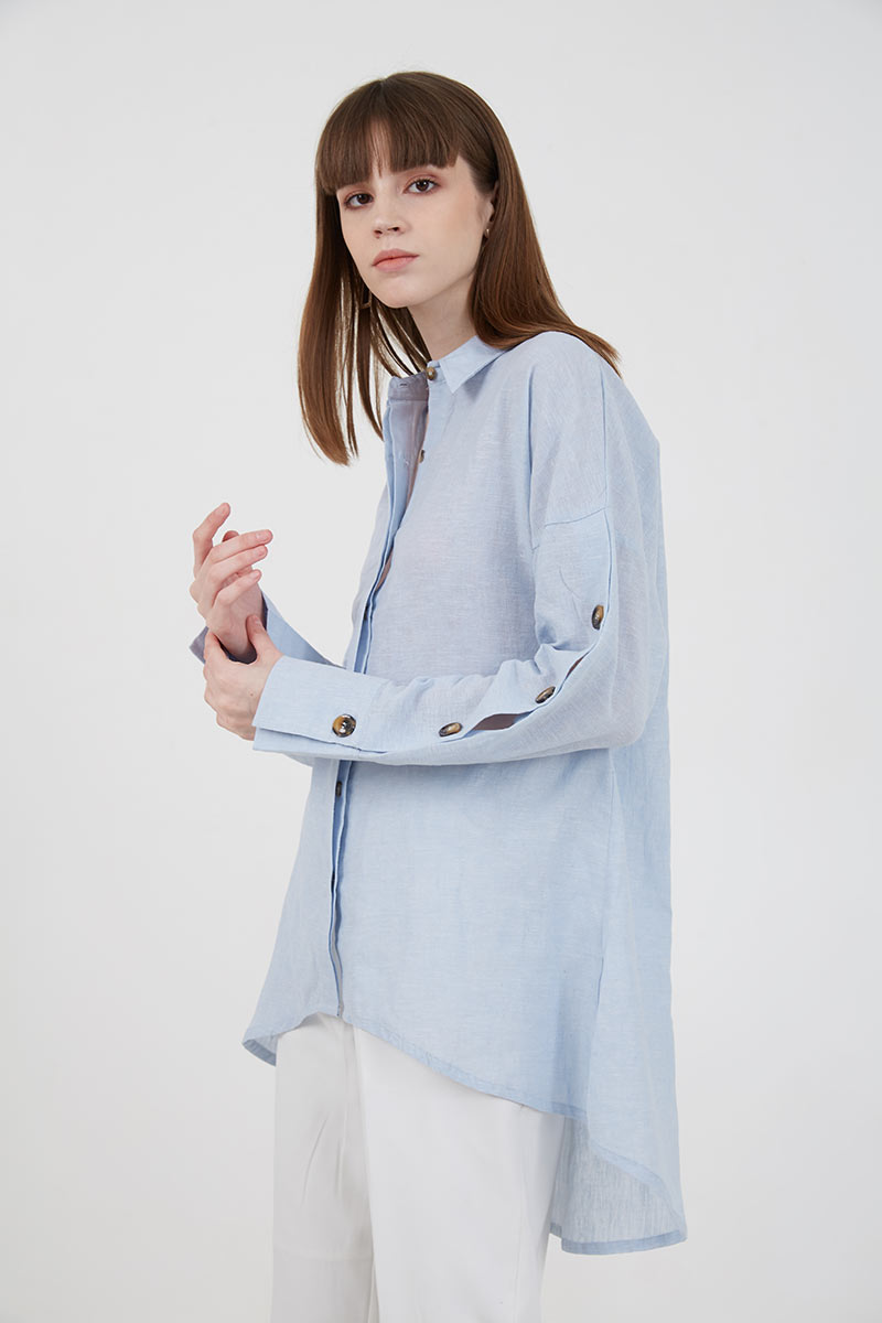Sell Niki Linen Oversized Shirt Blue 