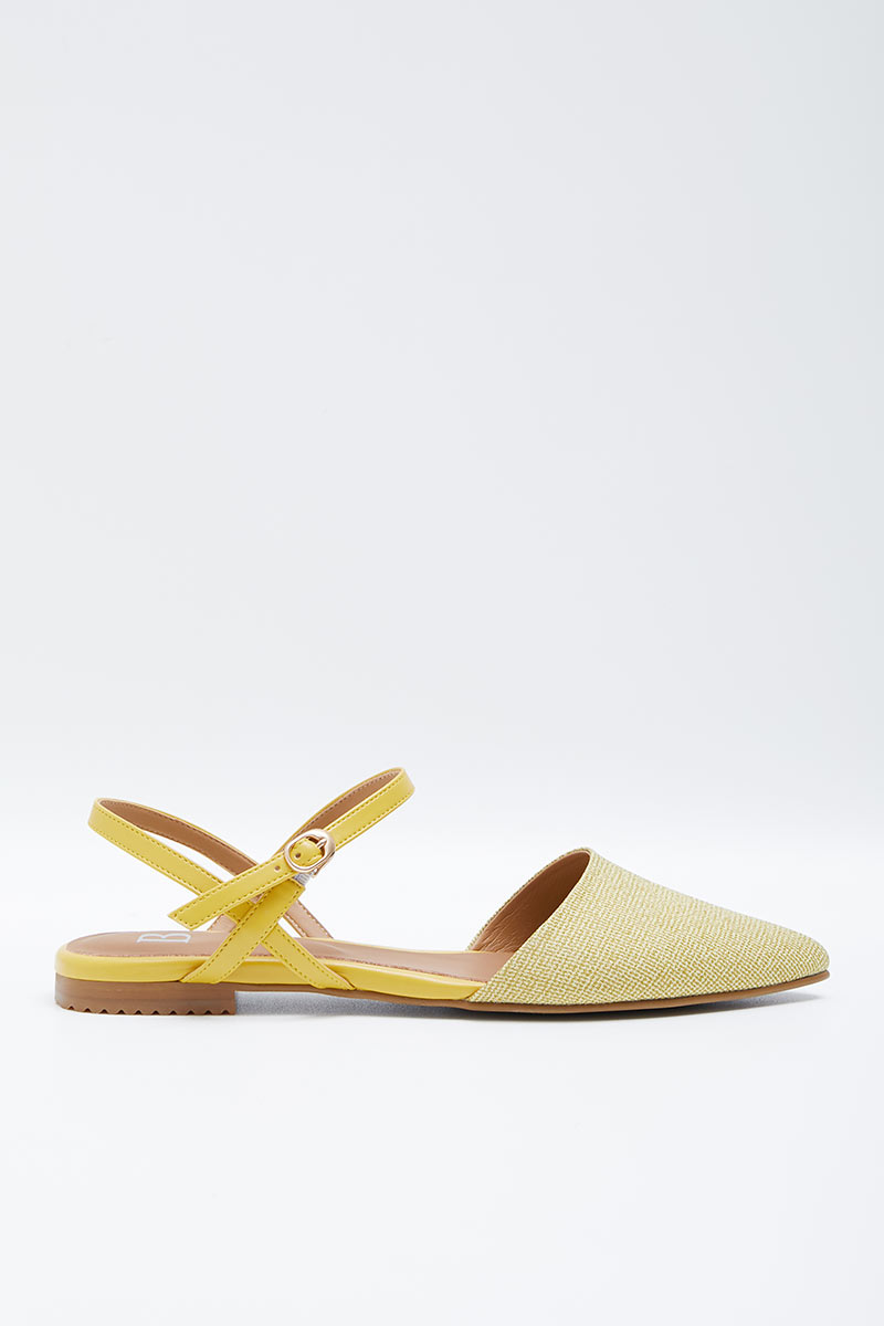 yellow ankle strap flats