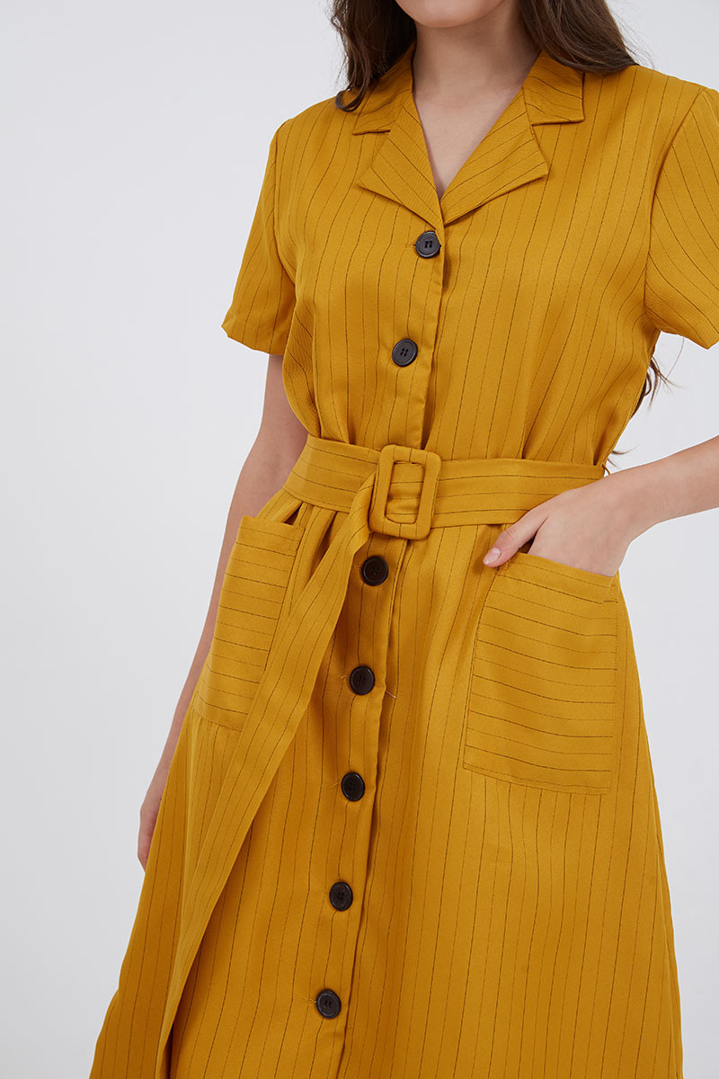 Sell Primrose Short Sleeve Dress Yellow Midi-dresses | Berrybenka.com