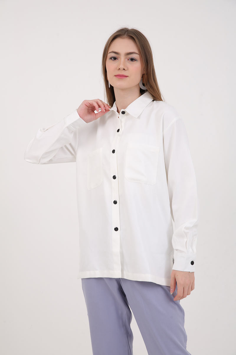 Sell Tasya Corduroy Pocket Shirt White 