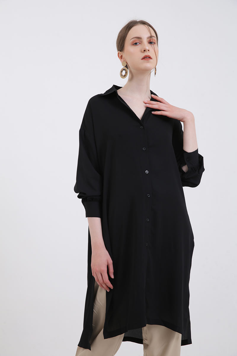 Sell Uly Slit Long Shirt Black Women 
