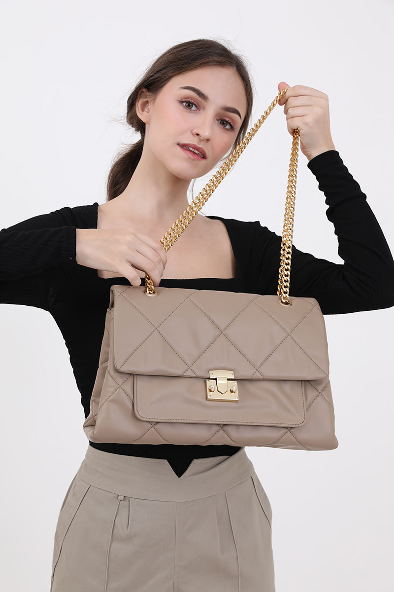 Sell Sofia Manila Quilted Shoulder Bags Cream Smallbags