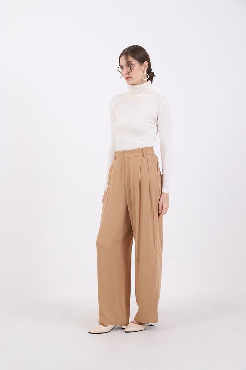 brown flowy pants