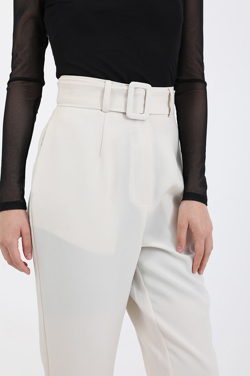 trousers with buckle belt