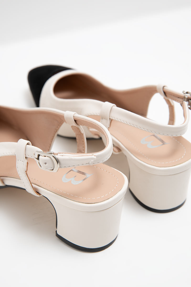 two tone black and white heels