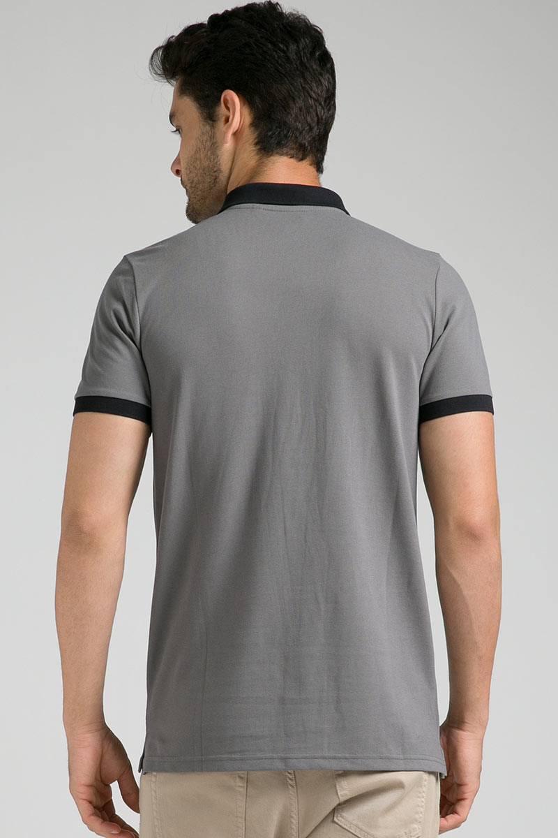 Sell Black Collar Polo Shirt Grey Tops