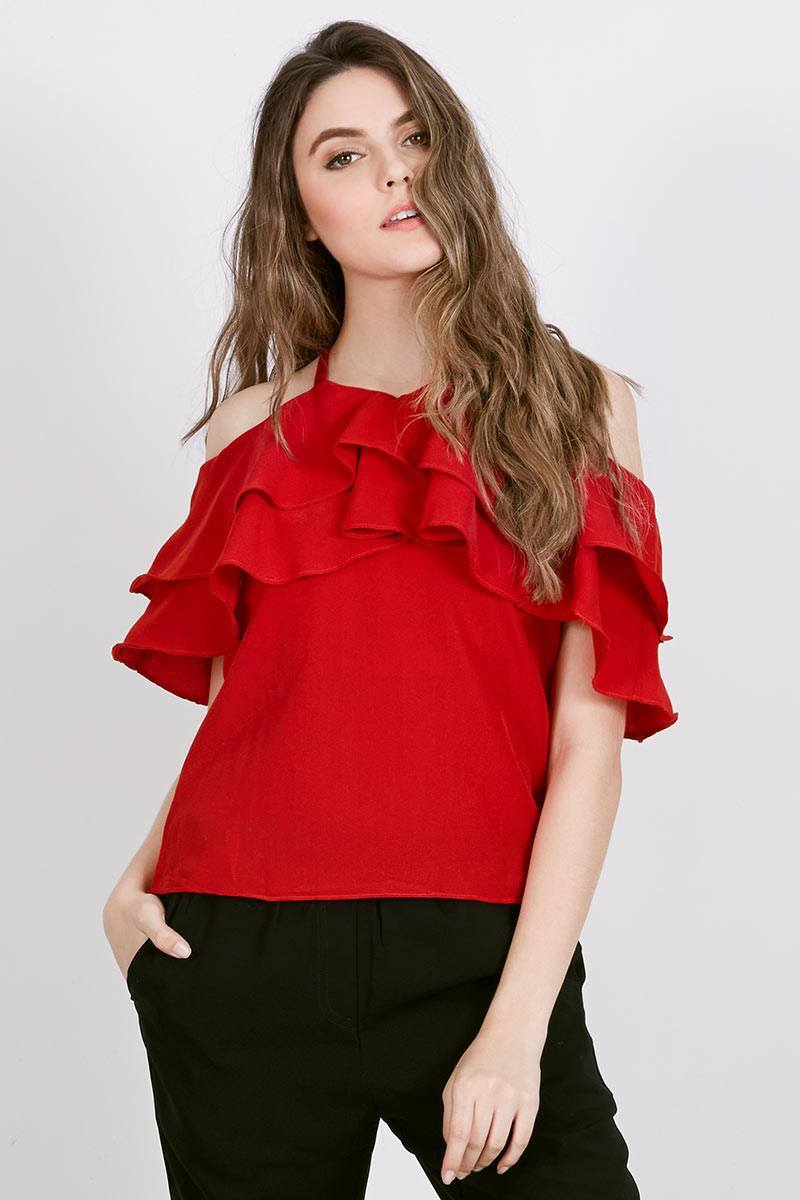 Sell DR Ruffle Cross String on Back Top 